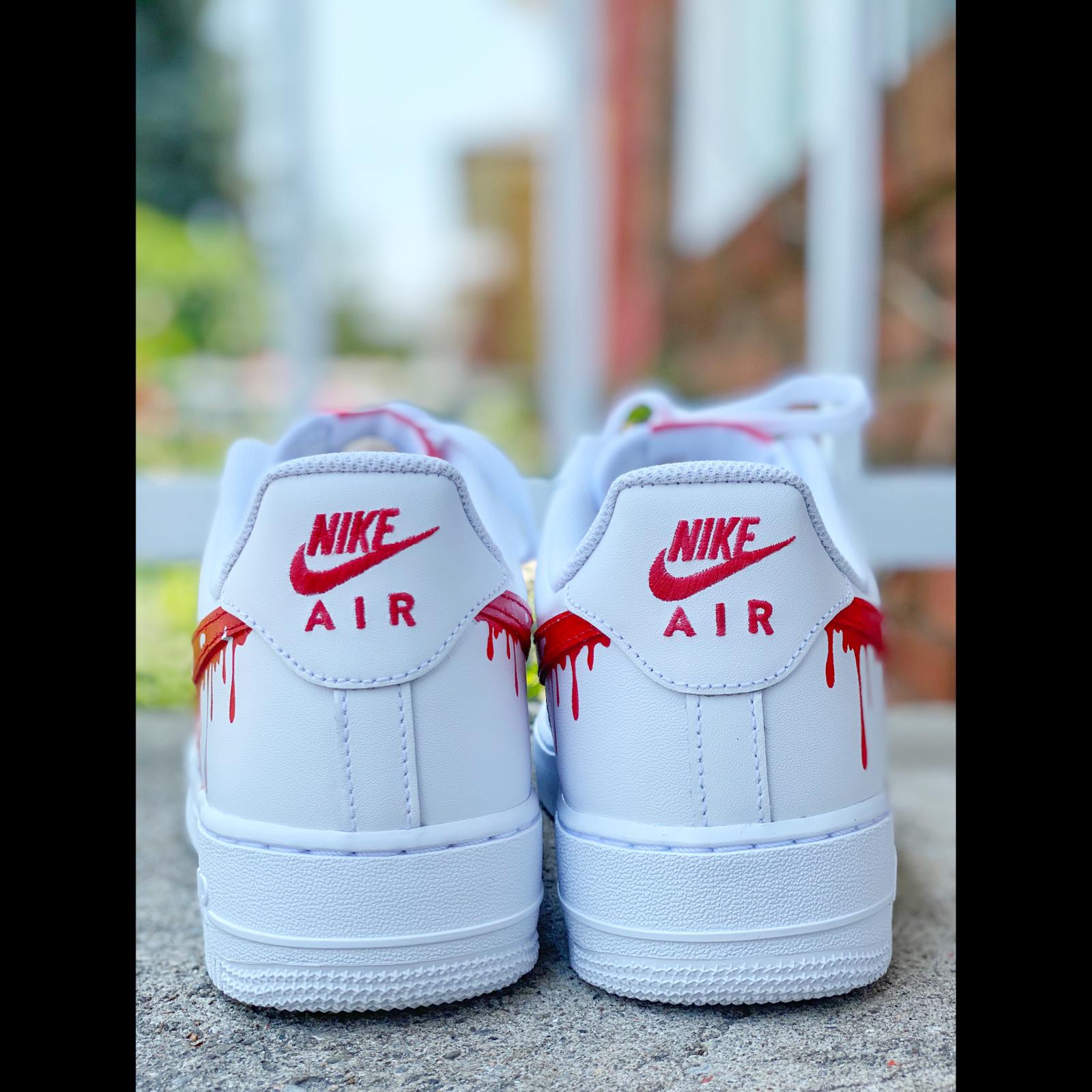Custom Red Nike Drip Air Force Ones